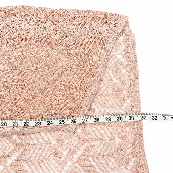 Chico's Travelers Lacey Stitch Cardigan Sweater Small Medium Pink Gold Metallic - Picture 6 of 6